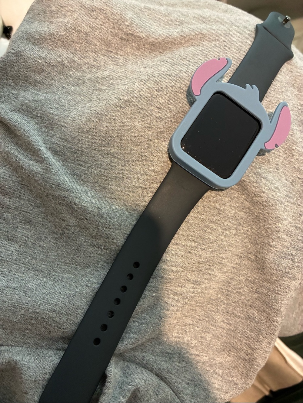 Apple Watch SE Smartwatch with Blue stitch  Case and Pink Ear Accents